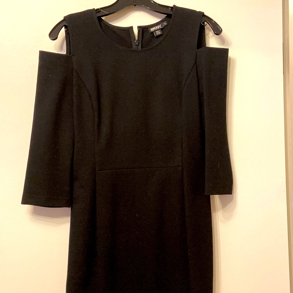 DKNY cold shoulder black dress, size 4